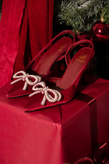 Bordo värvi kõrged kontsasaapad paeltega ja avatud kontsaga Derissa