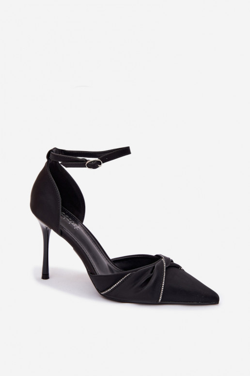 Kõrge kontsaga kingad säravate kivikestega, musta värvi Katlina