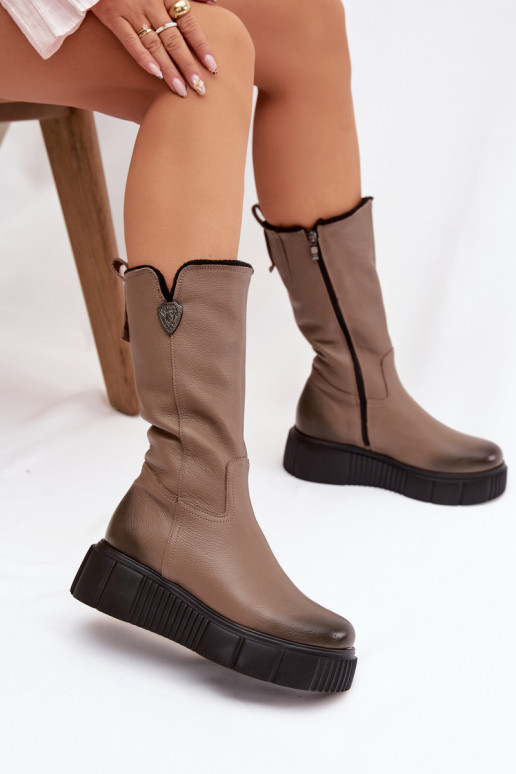 Zazoo 70121 Pealhk Pealiste omad pika säärega saapad Villaga beeži värvi