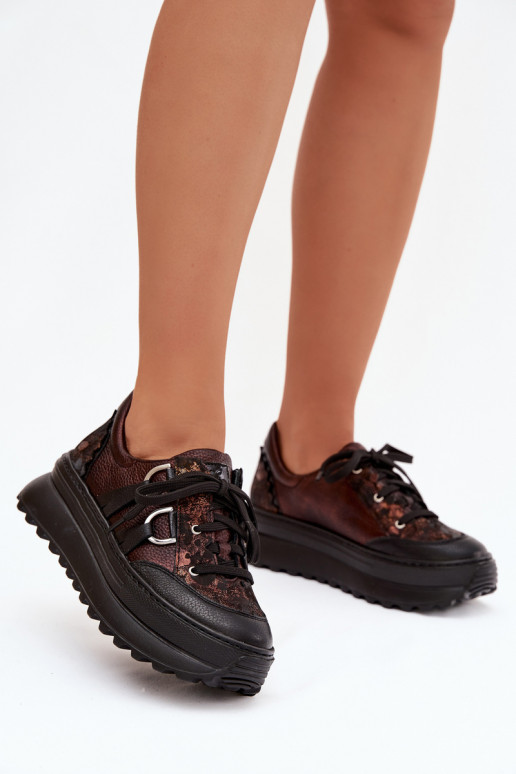 Pealhk Sneakers tüüpi jalanõud Pealiste omad platvormiga Sellel onciejka 06562-25 Czekoladosissee