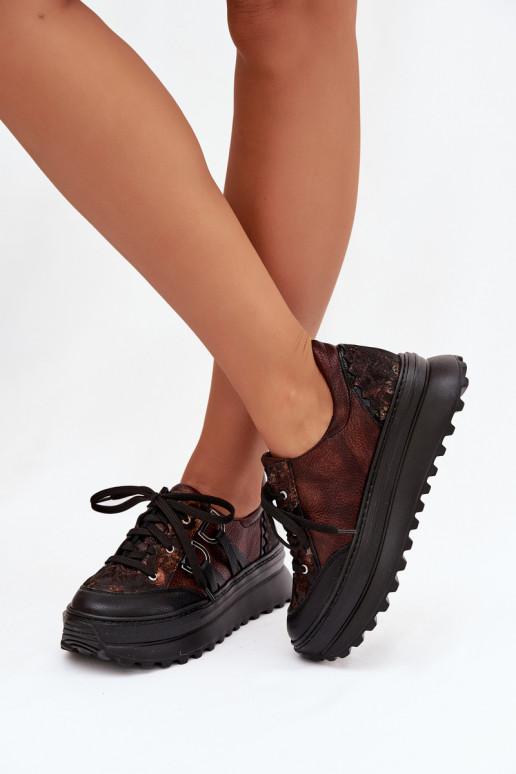 Pealhk Sneakers tüüpi jalanõud Pealiste omad platvormiga Sellel onciejka 06562-25 Czekoladosissee