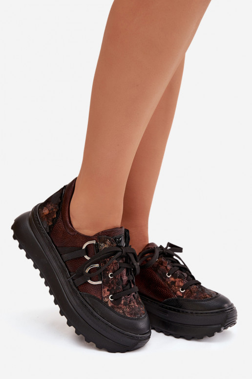 Pealhk Sneakers tüüpi jalanõud Pealiste omad platvormiga Sellel onciejka 06562-25 Czekoladosissee