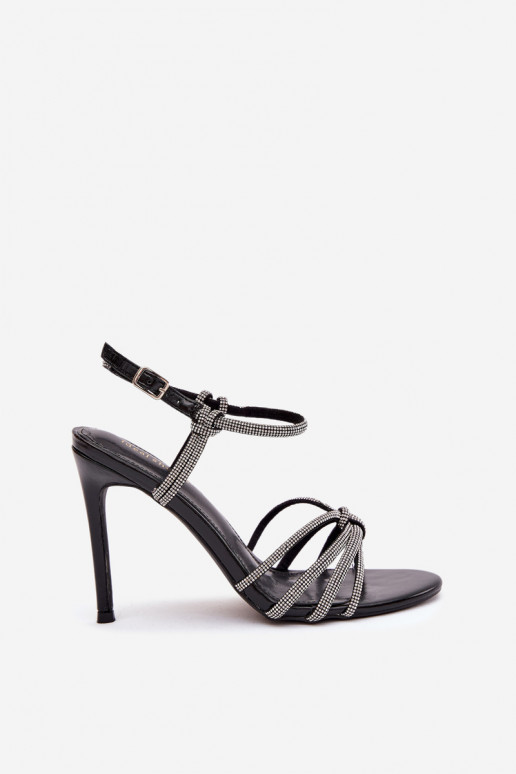 Pealistesandaalid kõrge jämeda kontsaga Triipudega Ja tsirkoonid msuud Tanelle