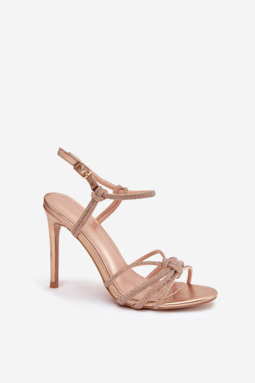 Pealistesandaalid kõrge jämeda kontsaga Triipudega Ja tsirkoonid Szampańskie Tanelle