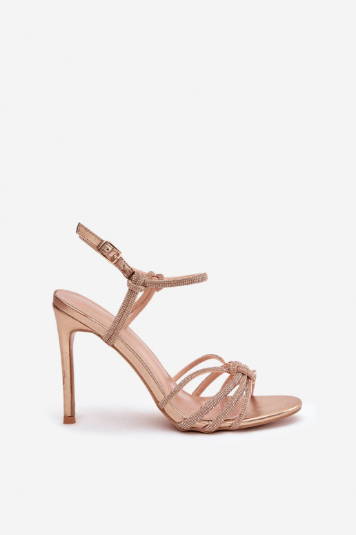 Pealistesandaalid kõrge jämeda kontsaga Triipudega Ja tsirkoonid Szampańskie Tanelle