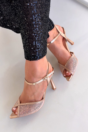 Pealistesandaalid kõrge jämeda kontsaga Kaunistusega Szampańskie Peloria