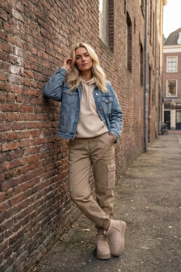 nööpidega lumesaapad Pealiste omadPealturalnego seemisnakhsedu beeži värvi Sellel onirene