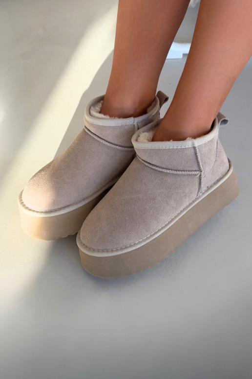 nööpidega lumesaapad Pealiste omadPealturalnego seemisnakhsedu beeži värvi Sellel onirene