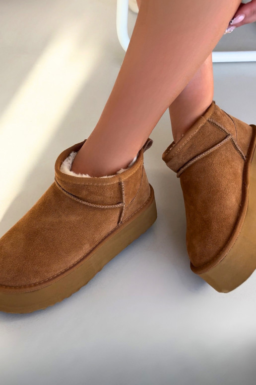 nööpidega lumesaapad Pealiste omadPealturalnego seemisnakhsedu pruunid värvi Sellel onirene