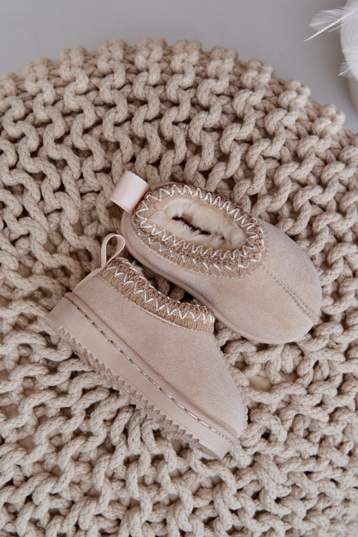 nööpidega lumesaapad Pealiste poolsaapad Laste jalanõud platvormiga voodriga karusnahaga Elevandiluu värvi Vilabria