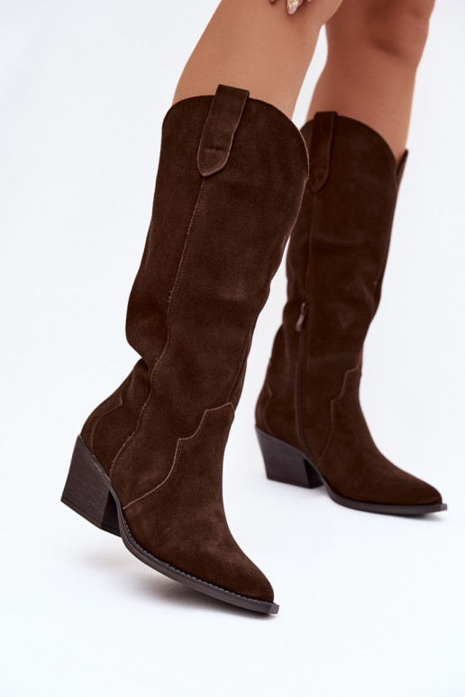 Pealhk seemisnakhsed pika säärega saapad Kauboi saapad Pealiste omad voodriga Czekoladosissee Urselle