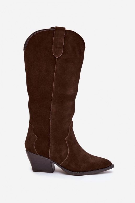 Pealhk seemisnakhsed pika säärega saapad Kauboi saapad Pealiste omad voodriga Czekoladosissee Urselle