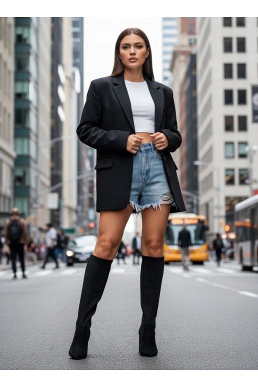 Mustad naiste pikad saapad kontsadega Yserine