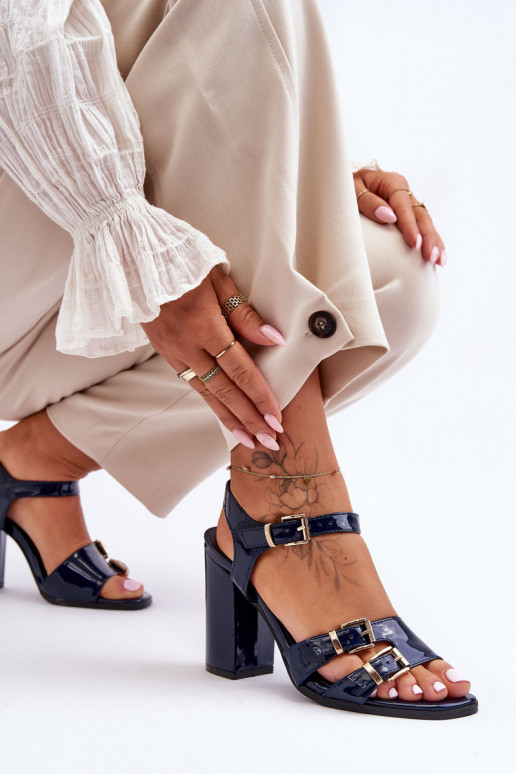 Laque Elegantsed kõrge kontsaga sandaalid S.Barski 80-3 tumesinist värvi