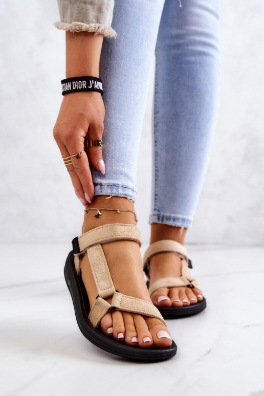 Pealiste omad seemisnakhsed Sportliku stiiliga sandaalid beeži värvi Harris