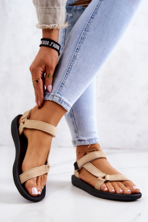 Pealiste omad seemisnakhsed Sportliku stiiliga sandaalid beeži värvi Harris