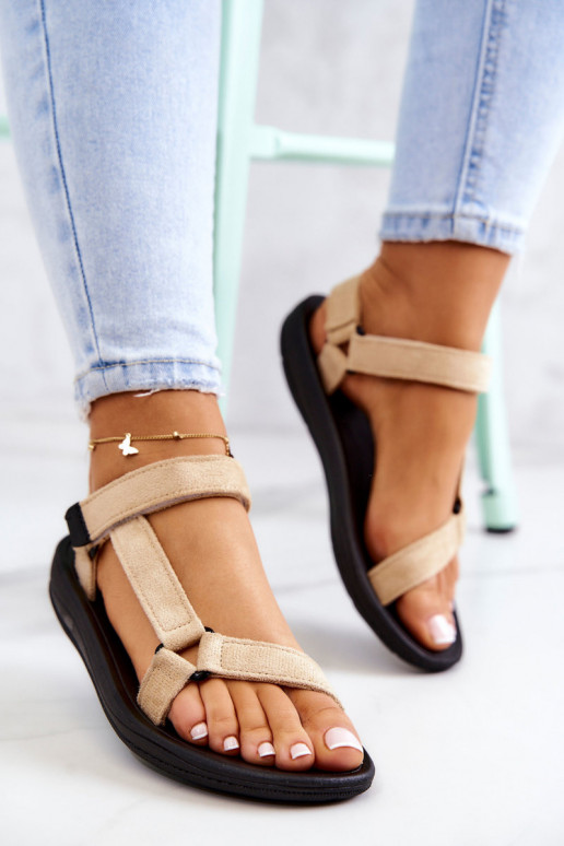 Pealiste omad seemisnakhsed Sportliku stiiliga sandaalid beeži värvi Harris