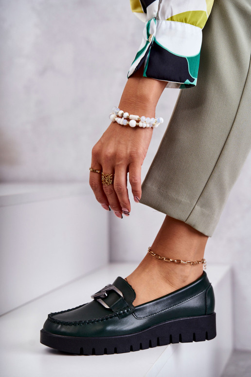 Laque jalatsid Loafers platvormiga Rohelist värvi Kjersti