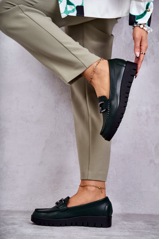 Laque jalatsid Loafers platvormiga Rohelist värvi Kjersti