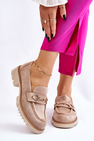 Klassikalise mudeli Pealiste omad jalatsid Mokassiinid beeži värvi Kolton 2