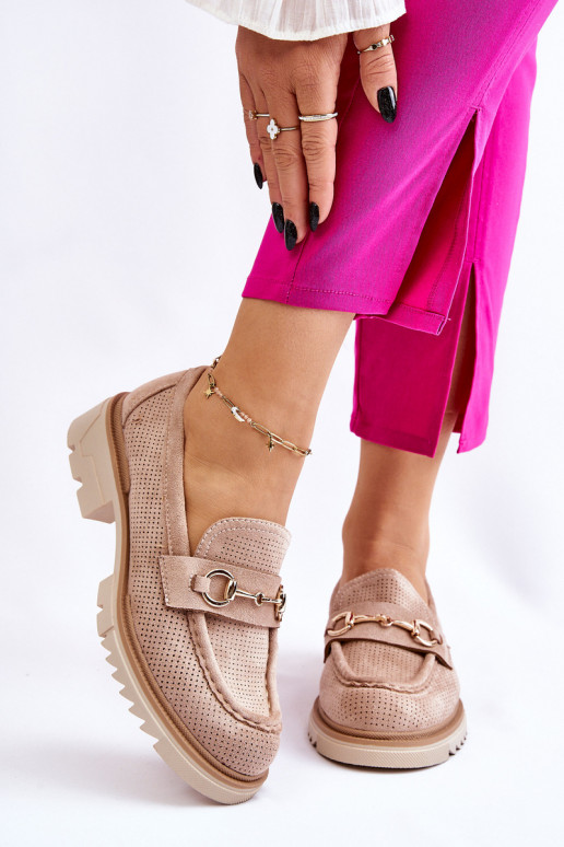 Klassikalise mudeli Pealiste omad jalatsid Mokassiinid beeži värvi Kolton