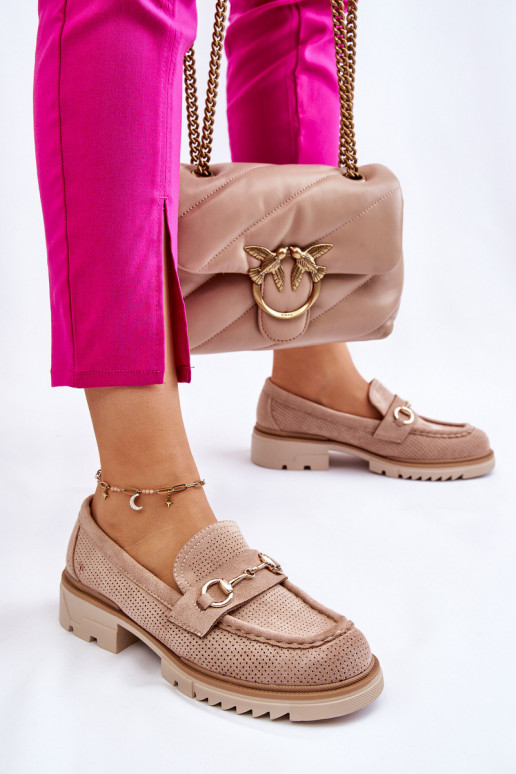 Klassikalise mudeli Pealiste omad jalatsid Mokassiinid beeži värvi Kolton