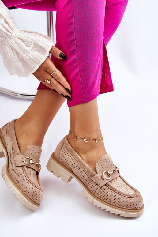 Klassikalise mudeli Pealiste omad jalatsid Mokassiinid beeži värvi Kolton