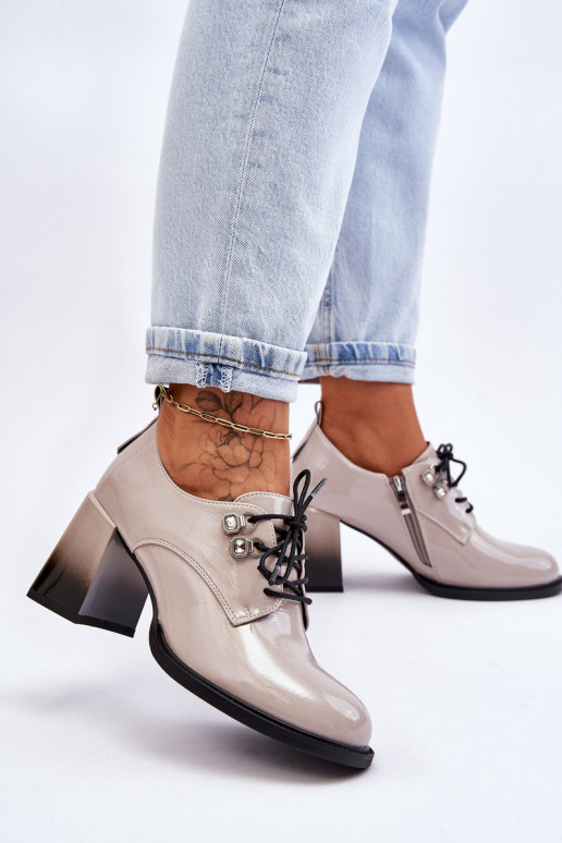 Moekad jalatsid kõrge jämeda kontsaga Halli värvi Darren