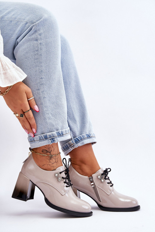 Moekad jalatsid kõrge jämeda kontsaga Halli värvi Darren