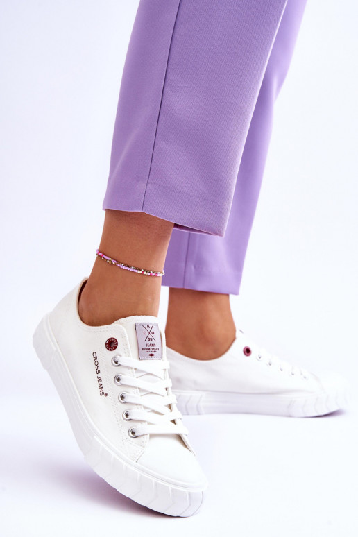 Klassikalise mudeli Pealistesaapad Cross Jeans LL2R4052 valget värvi