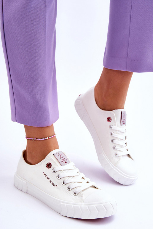 Klassikalise mudeli Pealistesaapad Cross Jeans LL2R4052 valget värvi