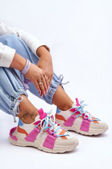 Pealiste omad Moodsad spordijalatsid nööritavad beeži värvi-Tumeroosad värvi Chillout! 2