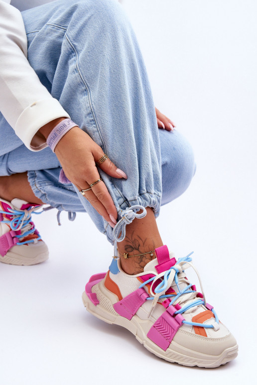 Pealiste omad Moodsad spordijalatsid nööritavad beeži värvi-Tumeroosad värvi Chillout!