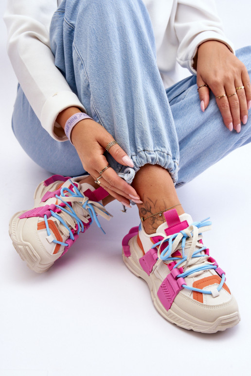 Pealiste omad Moodsad spordijalatsid nööritavad beeži värvi-Tumeroosad värvi Chillout!