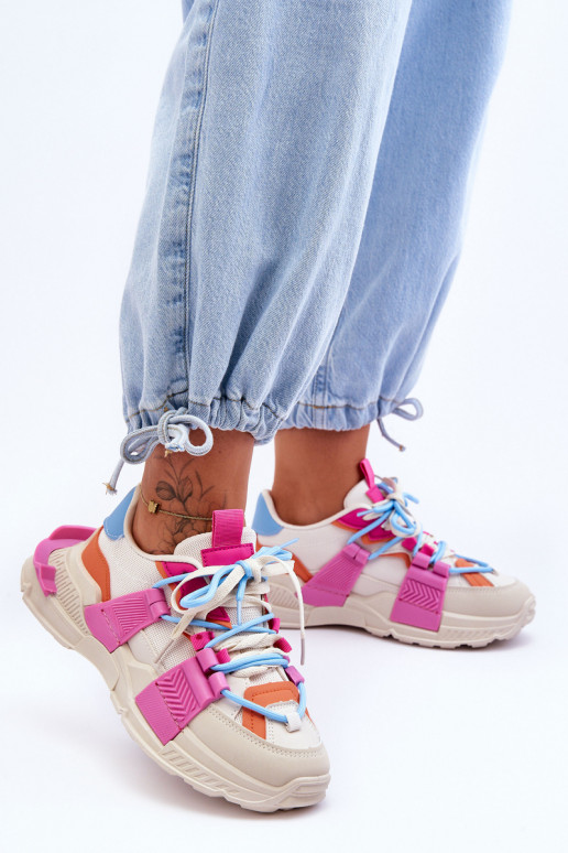 Pealiste omad Moodsad spordijalatsid nööritavad beeži värvi-Tumeroosad värvi Chillout!