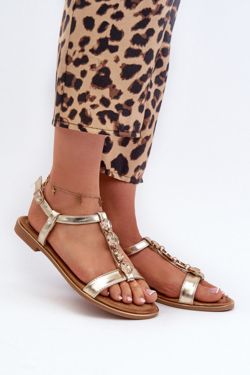 Sellel ondalad sandaalid Kaunistustega Kuldset värvi Muridia