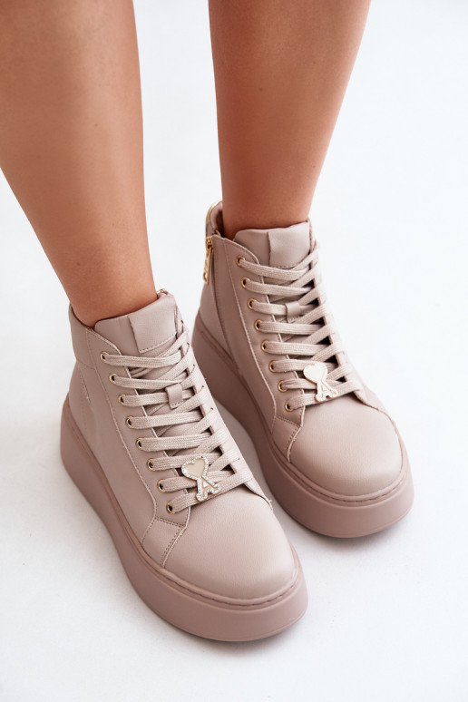 Kõrge Pealhk Sneakers tüüpi jalanõud Pealiste omad platvormiga Vinceza 66707 beeži värvi