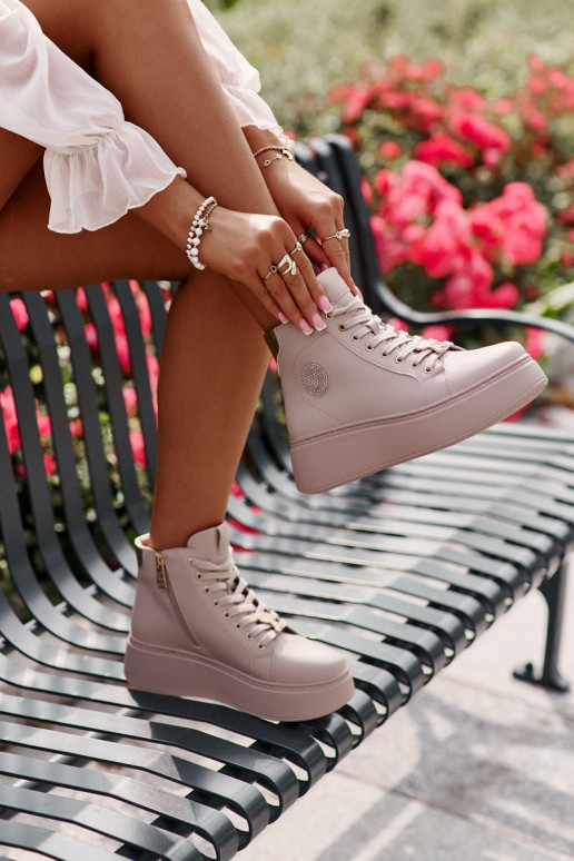 Kõrge Pealhk Sneakers tüüpi jalanõud Pealiste omad platvormiga Vinceza 66707 beeži värvi