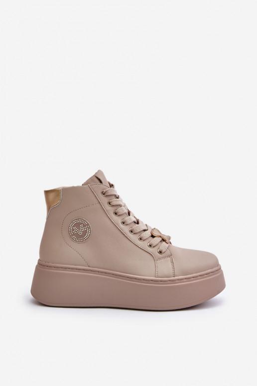 Kõrge Pealhk Sneakers tüüpi jalanõud Pealiste omad platvormiga Vinceza 66707 beeži värvi