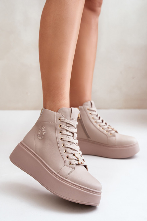 Kõrge Pealhk Sneakers tüüpi jalanõud Pealiste omad platvormiga Vinceza 66707 beeži värvi