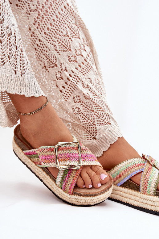 naiste plätud platvormiga Koos punutisega I Złotą neetide ja pandlaga Mitmevärvilised Filazzia