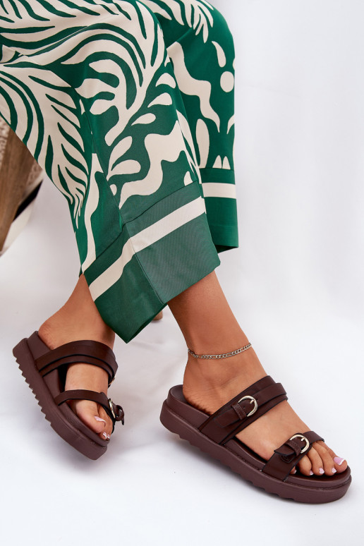 naiste plätud platvormiga Ze Kuldset värvimi neetide ja pandlagami pruunid värvi INernone