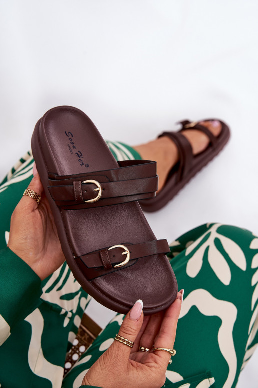 naiste plätud platvormiga Ze Kuldset värvimi neetide ja pandlagami pruunid värvi INernone