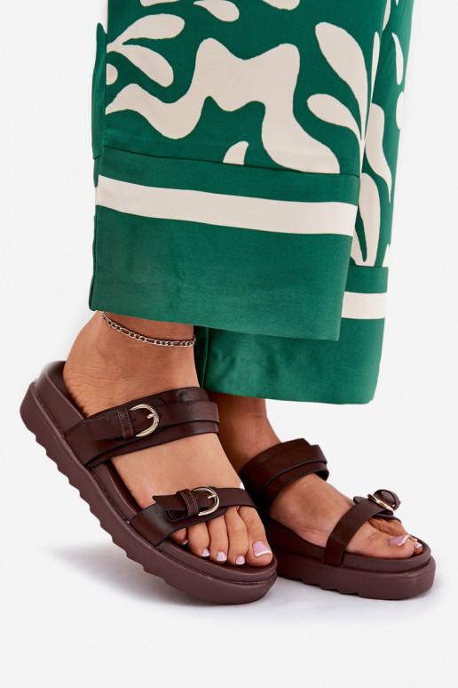 naiste plätud platvormiga Ze Kuldset värvimi neetide ja pandlagami pruunid värvi INernone