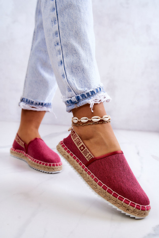 Riidest espadrillid Slip-on Big Star JJ274880 Tume roosa