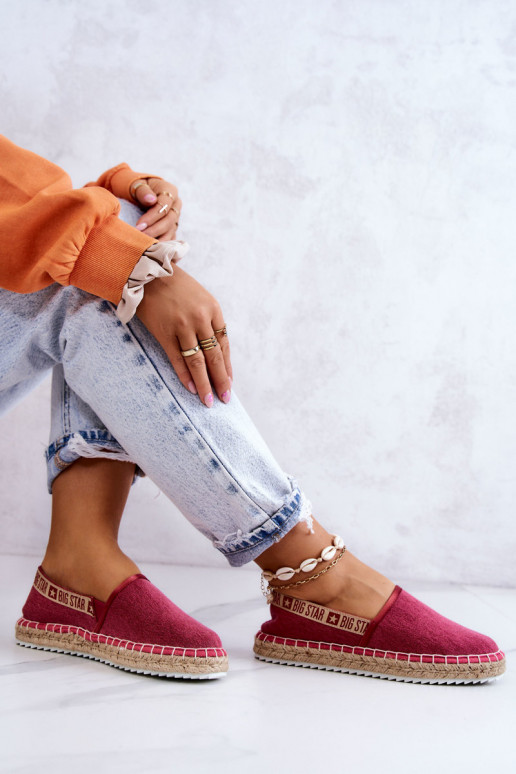 Riidest espadrillid Slip-on Big Star JJ274880 Tume roosa