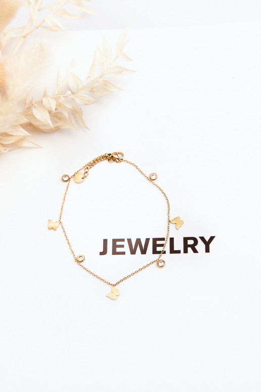 Pahkluu käevõru Koos liblikatega Kuldset värvi