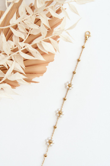 Moodne Käevõru Valgete Lilledega Kuldset värvi 2