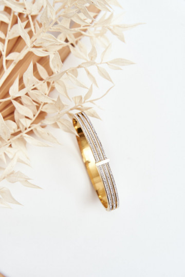 Käevõru roostevabast terasest säravate kristallidega Kuldset värvi 2