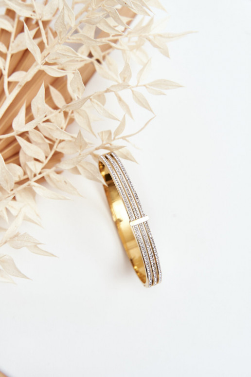 Käevõru roostevabast terasest säravate kristallidega Kuldset värvi